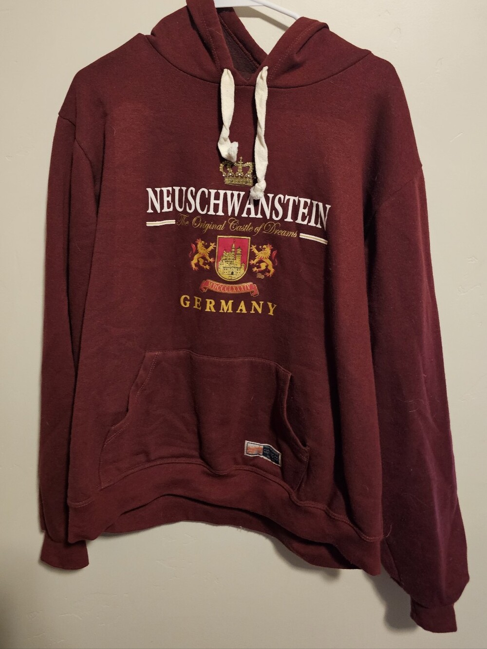 Neuschwanstein Germany Burgundy Hooded Sweatshirt